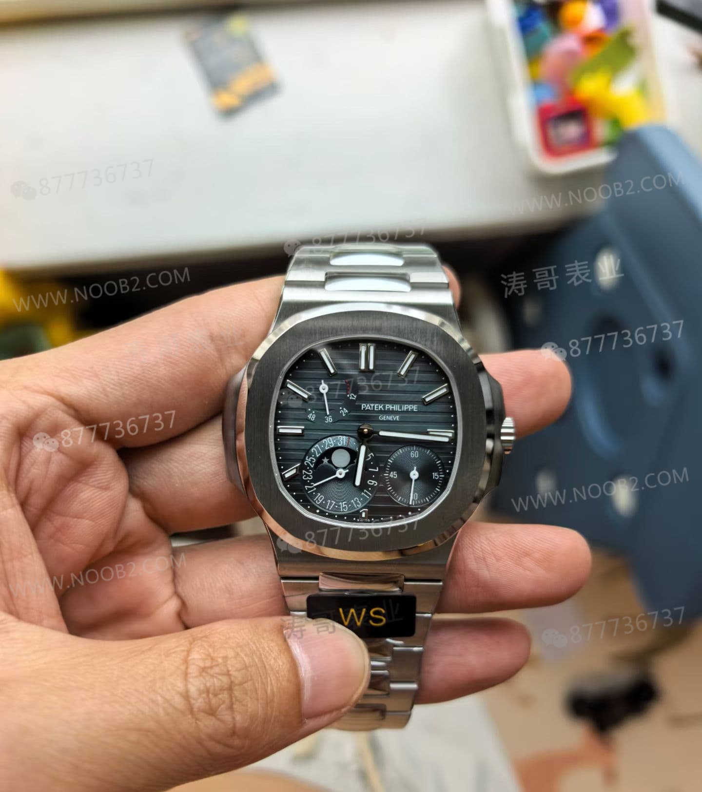 WS Factory tam modifiyeli Patek Philippe Nautilus 5712 SW kadranı, dolu orta aks, mat yüzeyli mooniphase kadranı ile bir çırpıda hedefe ulaşıyor mu? — 4. fotoğraf