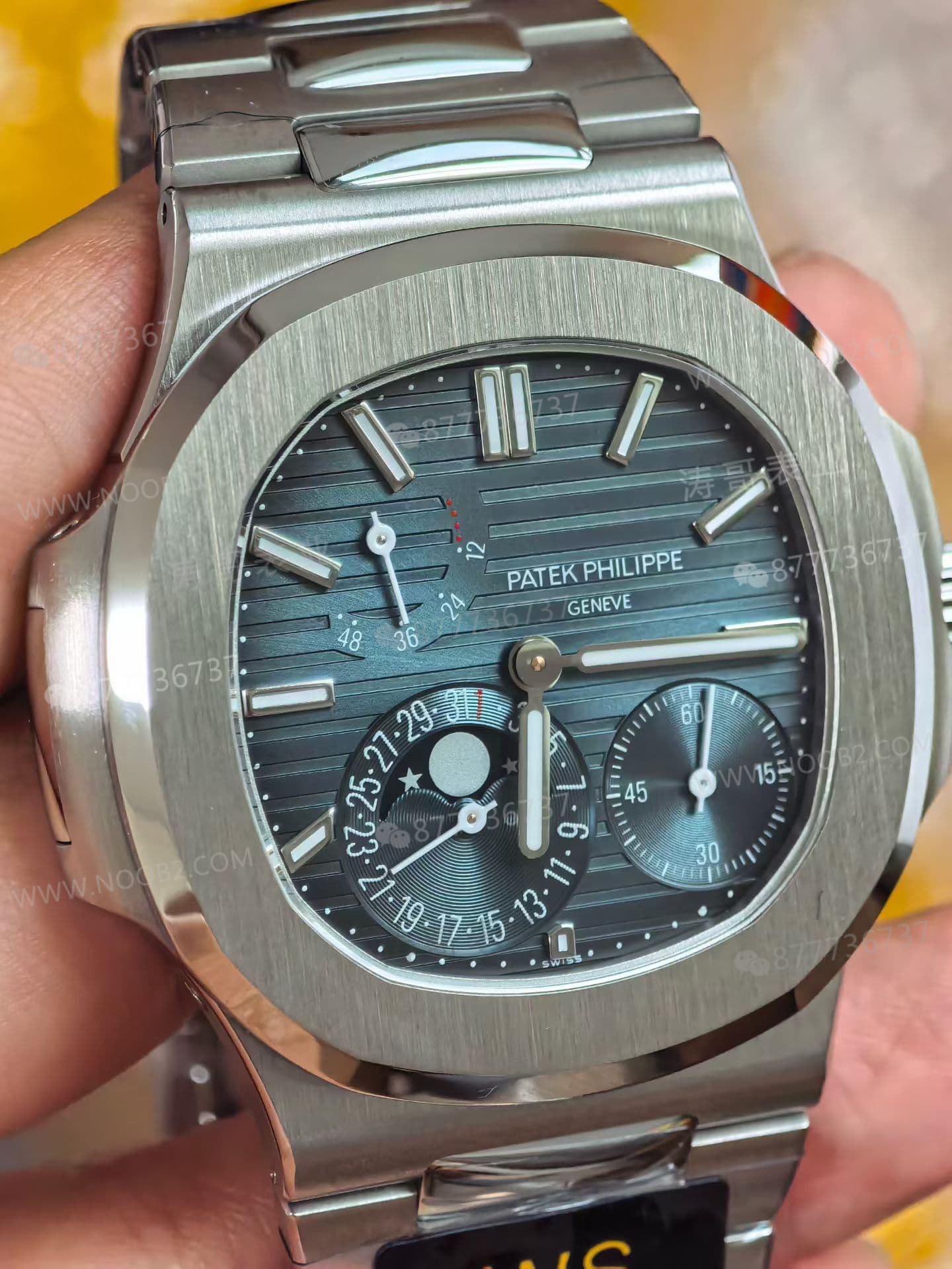 WS Factory tam modifiyeli Patek Philippe Nautilus 5712 SW kadranı, dolu orta aks, mat yüzeyli mooniphase kadranı ile bir çırpıda hedefe ulaşıyor mu? — 9. fotoğraf