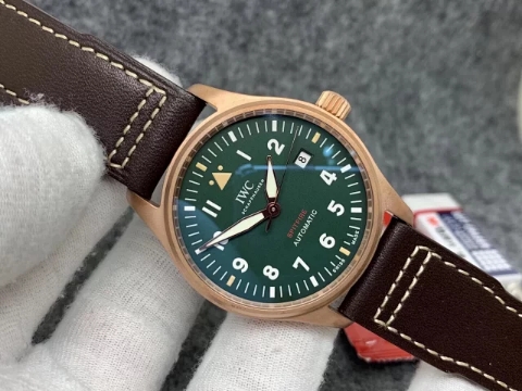 XF Factory Replika IWC Pilot Bronze Saat, Asia ETA 2824-2 Mekanizma ve Kahverengi Deri Kayış — 6. fotoğraf