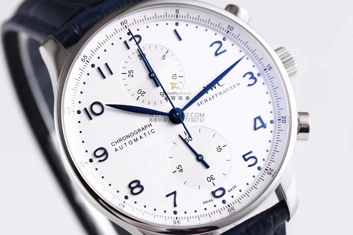 ZF fabrikası IWC Portugieser Chronograph V2 IW371446 mavi akrep ve yelkovan: işçilik gerçekten nasıl? — 18. fotoğraf