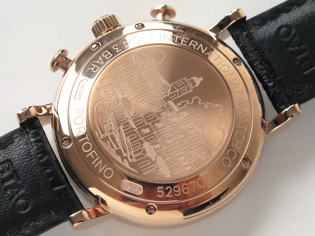 ZF Factory IWC Portofino Kronograf, roze altın kasa mavi kadran incelemesi — 9. fotoğraf