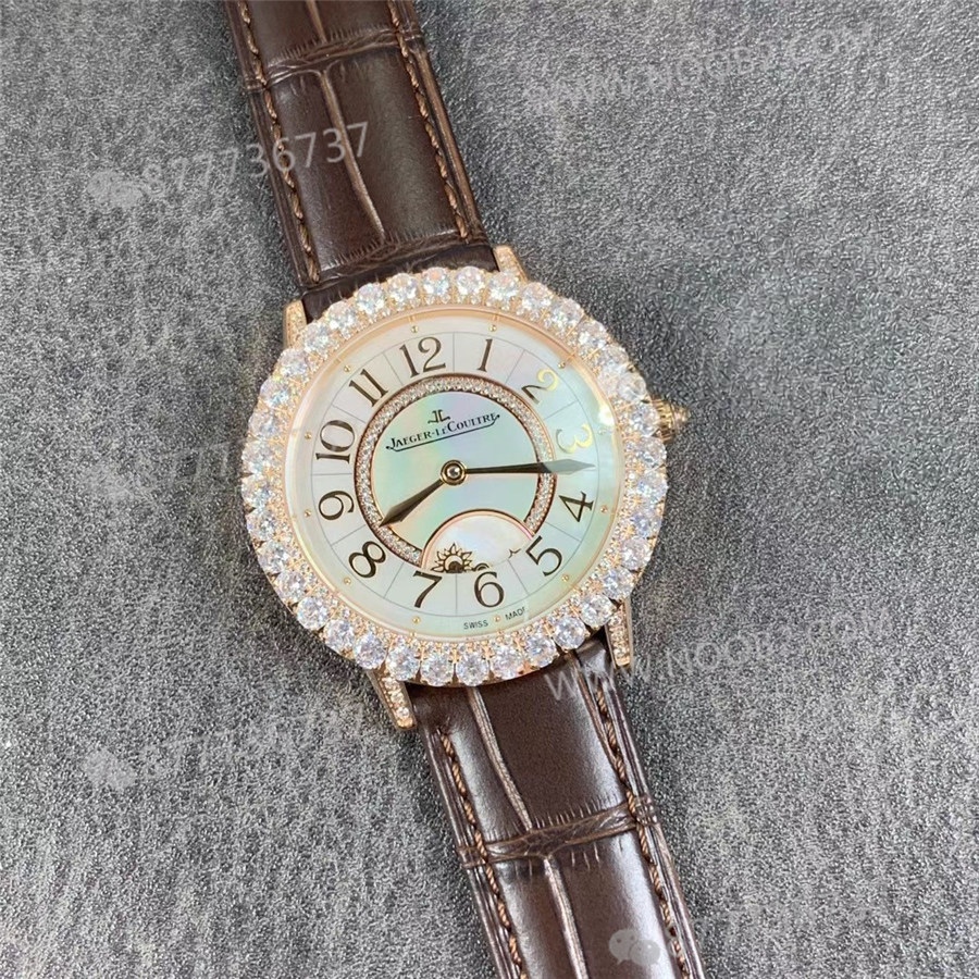 ZF Jaeger-LeCoultre Rendez-Vous Q3523570 Bezeli Elmas Taşlı Saat, Altın Kasa Kahverengi Kayış — 1. fotoğraf