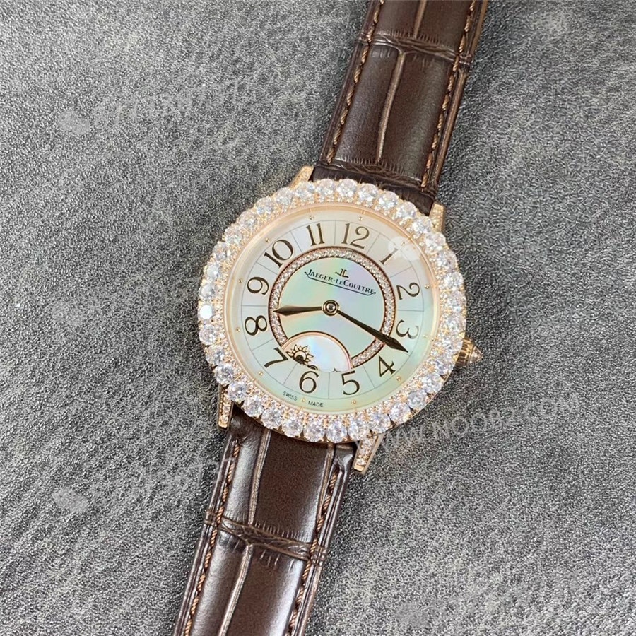 ZF Jaeger-LeCoultre Rendez-Vous Q3523570 Bezeli Elmas Taşlı Saat, Altın Kasa Kahverengi Kayış — 2. fotoğraf