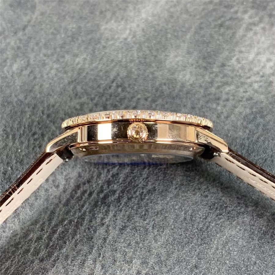 ZF Jaeger-LeCoultre Rendez-Vous Q3523570 Bezeli Elmas Taşlı Saat, Altın Kasa Kahverengi Kayış — 4. fotoğraf